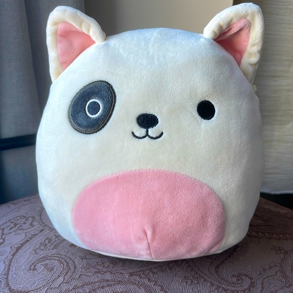 Squishmallows Charlie Bull Terrier Dog 8" Plush Black Eye White Pup Soft Puppy - Picture 1 of 5